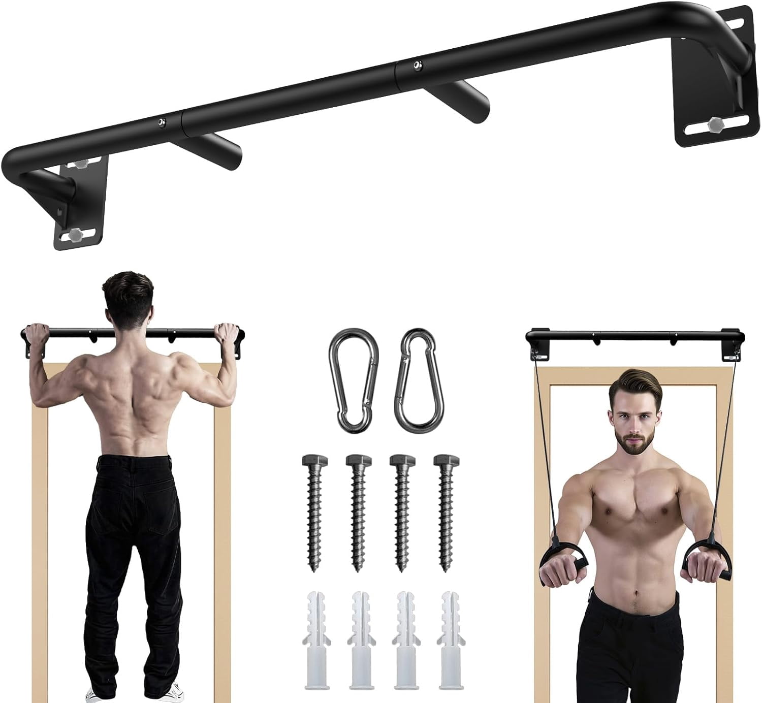 Heavy Duty Steel Construction Joist Mount Pull Up Bar, Wall Chin Up Bar Ceiling Mount for Beams, Home Gym Workout Equipment