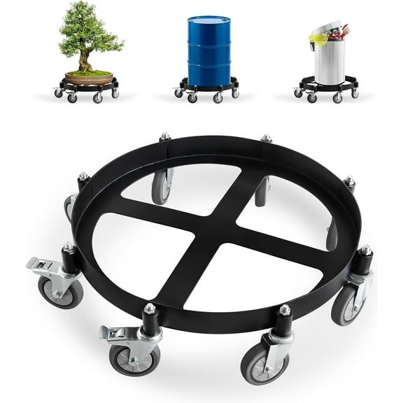 Heavy Duty Steel Dolly with 8 Swivel Caster Wheels, 2000 Lbs Capacity, Trash Can & Oil Drum Caddy