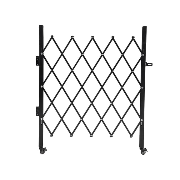 Heavy-Duty Steel Folding Security Gate - Retractable Scissor Design - 360° Swivel Casters - Expandable Outdoor Barrier for Courtyards, Garages, Gardens, Pool Areas