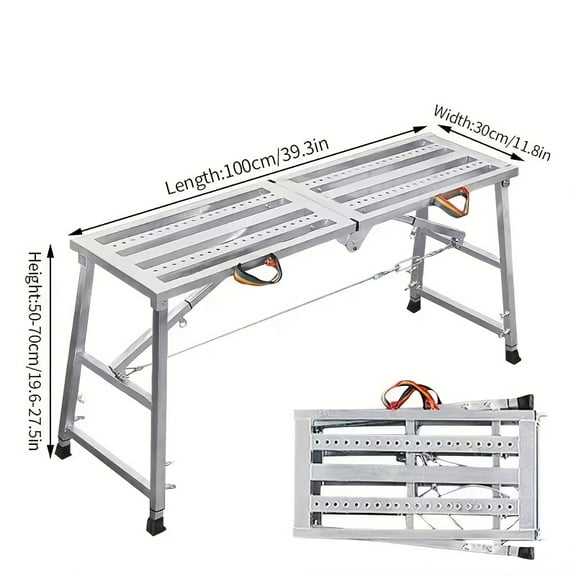 Heavy-Duty Steel Folding Step Ladder, Adjustable Height with Non-Slip Steps for Home and Professional Use.