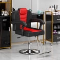 thumbnail image 1 of Heavy-Duty Steel Frame PU Leather 360° Rotation Hydraulic Pump Reclining Barber Chair Salon Equipment Stylist, Black 330lbs, 1 of 11