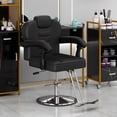 thumbnail image 1 of Heavy-Duty Steel Frame PU Leather 360° Rotation Hydraulic Pump Reclining Barber Chair Salon Equipment Stylist, Black 330lbs, 1 of 10