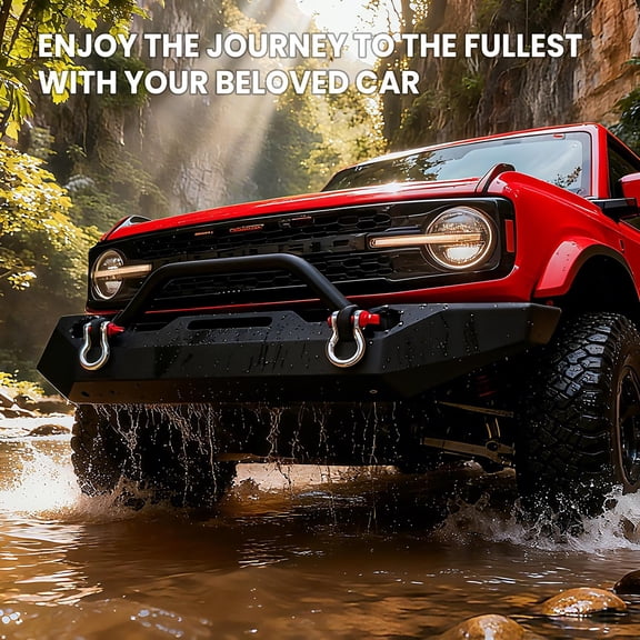 Heavy-Duty Steel Front Bumper, 47.8338.9812.2 Inches Off Road Bumper with 3-Layer Anti-Rust Coating, Multifunctional Bumper with D-Ring & Winch Compatibility for Off-Road Cars