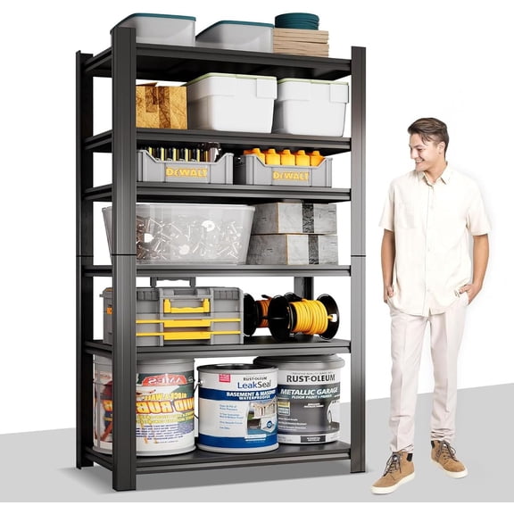 Heavy Duty Steel Garage Shelving Unit, 6-Tier Adjustable Metal Shelving for Garage Storage, Heavy Duty Storage Shelves, Storage Rack Organizer for Basement, Warehouse,Pantry(77.4"H x 35.4"W x 15.7"D)