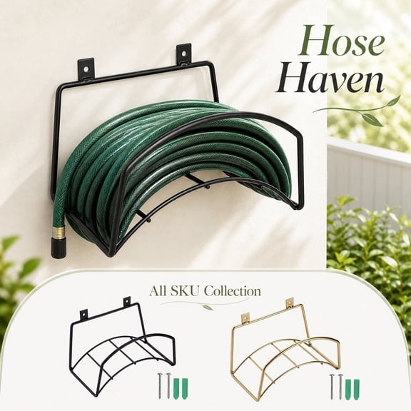 Heavy Duty Steel Garden Hose Hanger – Wall Mount Outdoor Hose Holder with Rust Resistant Finish, Prevents Kinks & Tangles (1 Count)
