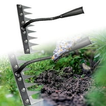 Heavy Duty Steel Garden Rake - 8-Tooth Detachable Weeder & Cultivator Tool for Lawn, Yard, Flower Beds | Ergonomic Handle | All-Soil Metal Rake (Size as Pictured)