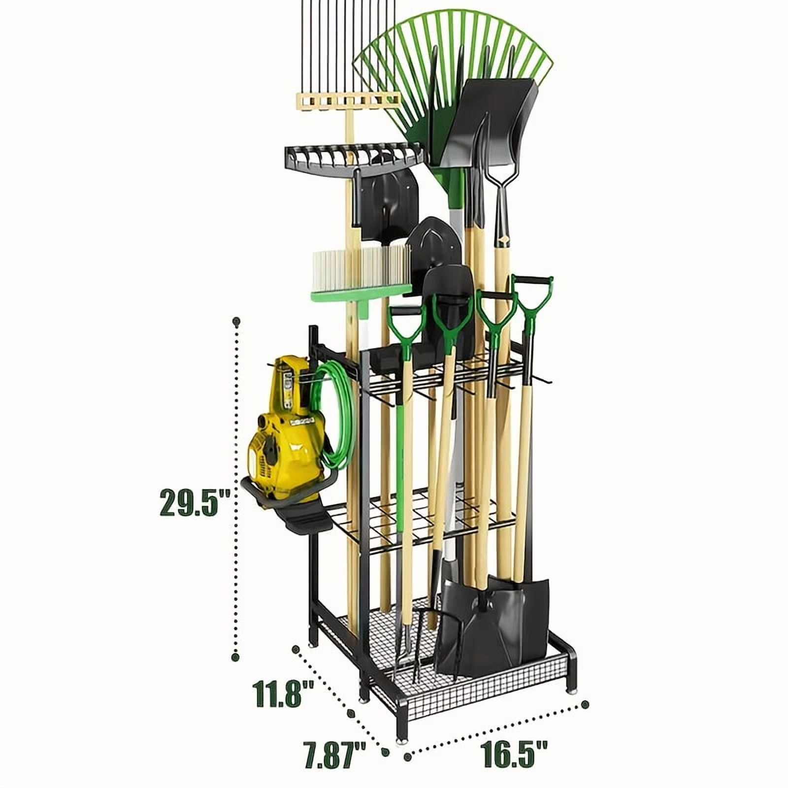 Heavy Duty Steel Garden Tool Organizer with Wheels - Yard Tool Tower ...