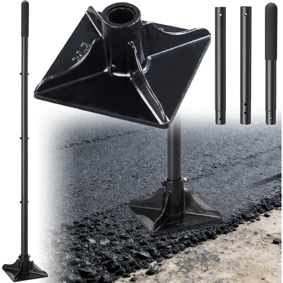 Heavy Duty Steel Ground Tamper Tool, 8x8 Inch Base Plate, 58 Inch Long Handle, Manual Soil Compactor for Dirt Gravel Concrete Asphalt, Ideal for Paver Driveway Lawn Landscaping Repair