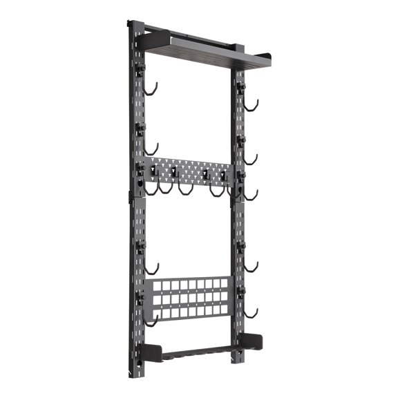 Heavy Duty Steel Gun Rack Wall Mount with Magazine Holder MOLLE Panel Holds Up to 5 Rifles or Shotguns for Tactical Gear Storage Display