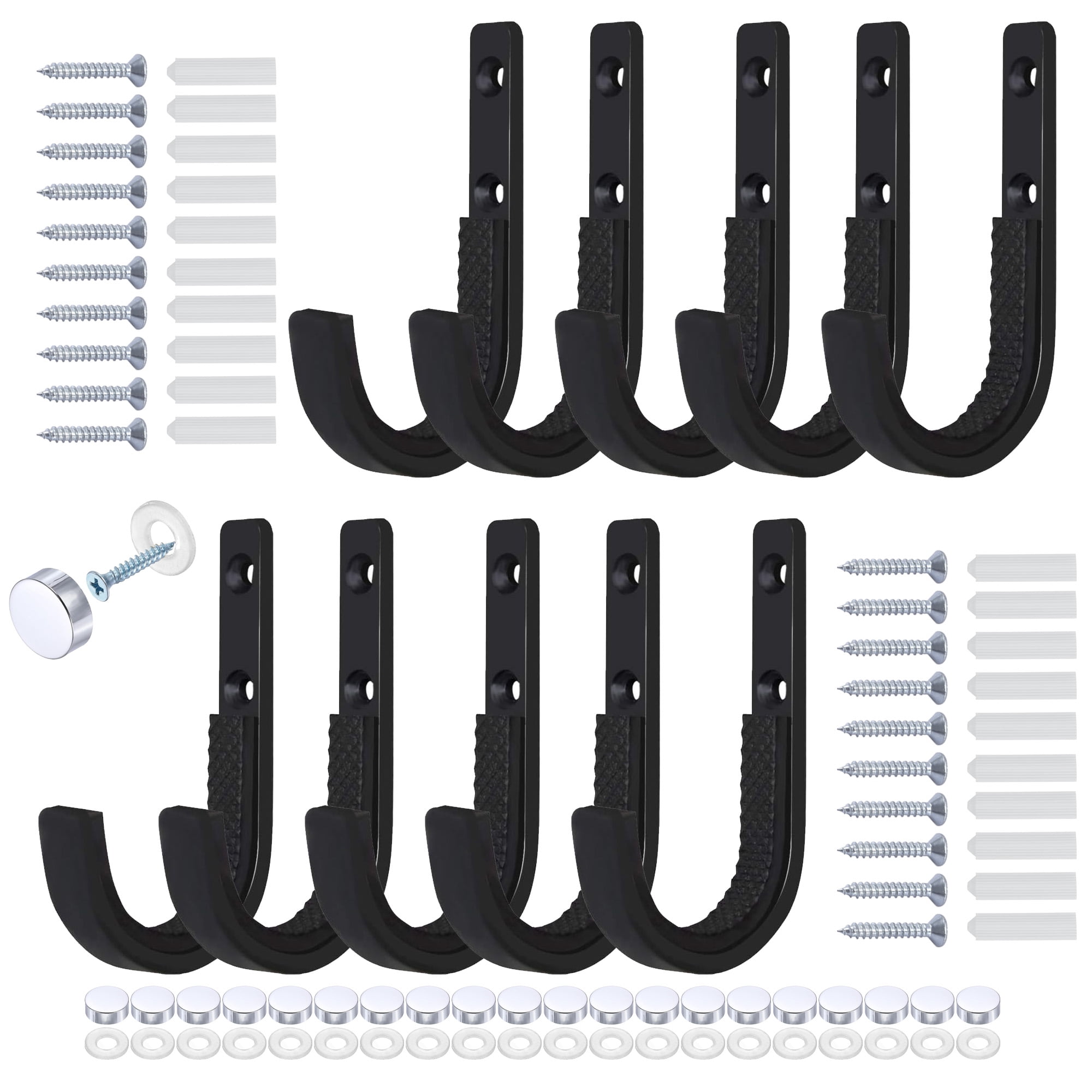 Heavy Duty Steel Hook Retro Wall Hanger Rustproof Hardware for Hanging Coat Towel Clothes, 10pcs Black