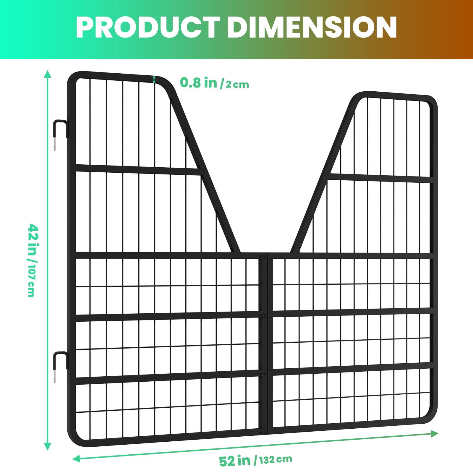 Heavy Duty Steel Horse Stall Gate 52"×42"×0.8" Scratch Resistant Black Coated Stable Door, Safety Barn Gate for Horse Stalls