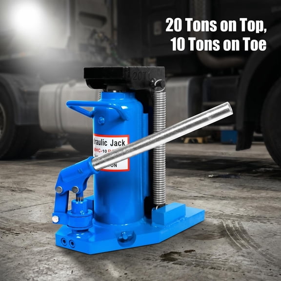 Heavy Duty Steel Hydraulic Toe Jack, 20 Ton Main Lift Capacity & 10 Ton Claw Capacity Dual Lifting Claw Jack, Blue Industrial Lifting Tool for Machinery Repair Workshop Use