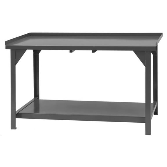 Heavy Duty Steel & Iron Workbench with Back & End Stops - 60 x 30 x 34 in.