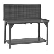 Heavy Duty Steel & Iron Workbench with Pegboard Back & End Stops - 72 x 30 x 34 in.