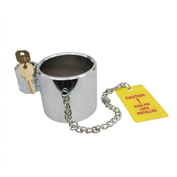 Heavy-Duty Steel King Pin Lock for Fifth Wheel, Keyed Alike - 5th Wheel Hitch King Pink Lock Anti Theft Compatibility for RVs, Semi Trailers, Boats, Camping with Warning Tag