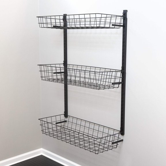 Heavy-Duty Steel Large Basket Wall Mount Bin Organizer for Garage Organization & Storage, Shelving Storage