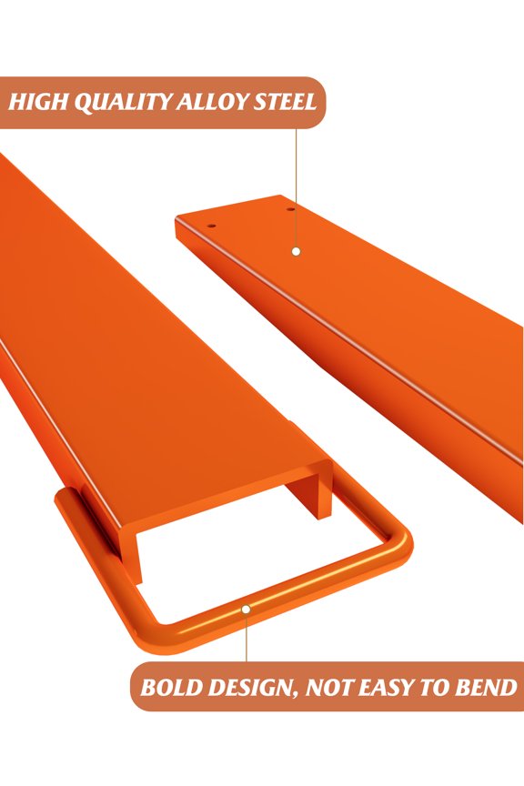 Heavy Duty Steel Pallet Fork Extensions for Forklift Trucks – 96 Inch x 4.5 Inch, Durable Attachment for Enhanced Load Handling – Orange – Variant: Length 96 inches, orange color