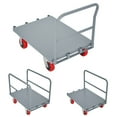 thumbnail image 1 of Heavy Duty Steel Panel Truck, 2000 lbs Capacity Drywall Cart, Platform Flat Cart with 6” Swivel Brake Casters, 1 Front Handlebar and 2 Side Handrails, 1 of 9