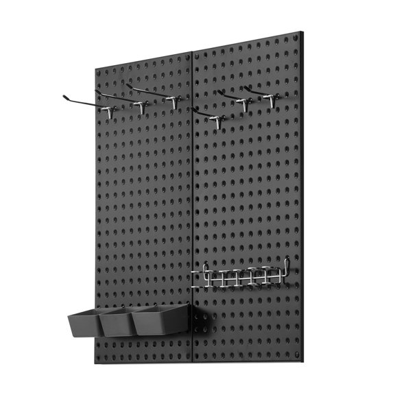 Heavy Duty Steel Pegboard Panels, 32 X 16 In, 2 Panels, Wall Organizer for Tool Storage, Workbench, Garage, Office, Black