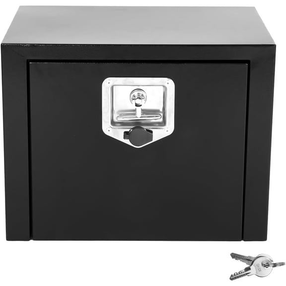 Heavy Duty Steel Plated Underbody  Tool Box with T-Handle Lock,  Tongue Box for Storage with Smooth Surface for , Pickup, RV,  - Black, 18" x 12" x 14" Inch