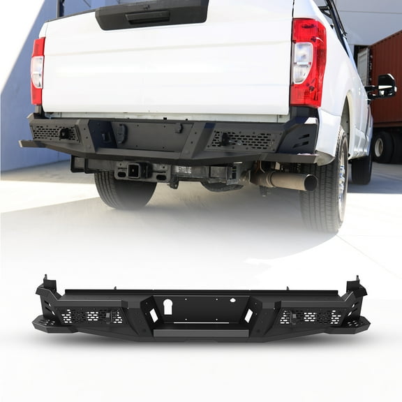 Heavy Duty Steel Rear Bumper Fits for 2017-2025 Ford F-250/F-350,Super Duty Back Bumper with Step Plate,Type 2