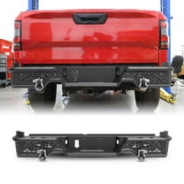 Heavy Duty Steel Rear Bumper for Nissan Frontier 2022 2023 2024 2025,Full Width Rear Bumper with D-Rings,Pod Lights,Type 2