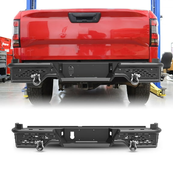 Heavy Duty Steel Rear Bumper for Nissan Frontier 2022 2023 2024 2025,Full Width Rear Bumper with D-Rings,Pod Lights,Type 2