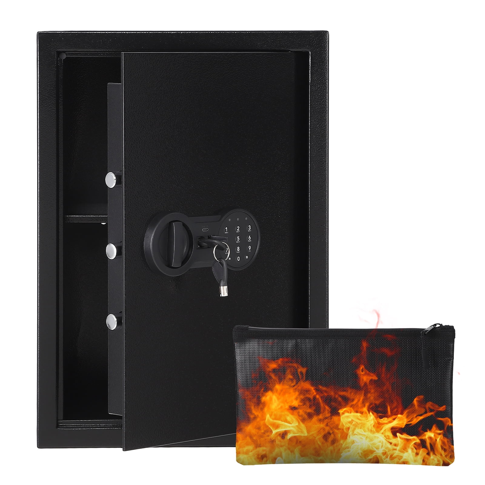 Heavy-Duty Steel Safe Box with Dual Key & Digital Lock, Fireproof ...