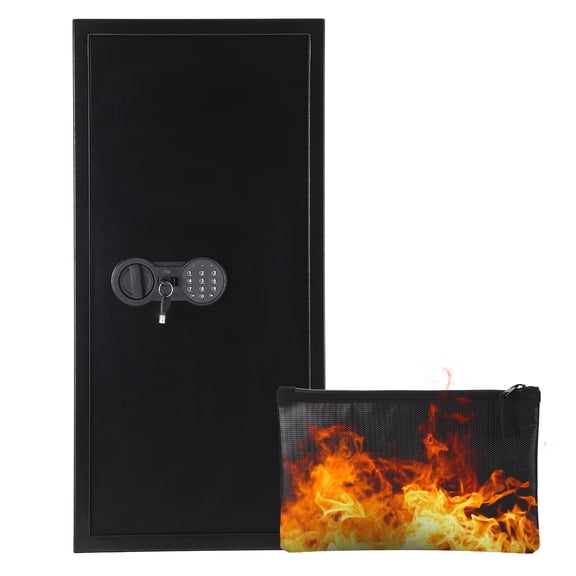 Heavy-Duty Steel Safe Box with Dual Key & Digital Lock, Fireproof & Water Resistant Security Safe for Home/Office, Wall Mountable Money Safe for Cash, Jewelry, Passports - Multi Size 14" to 31"
