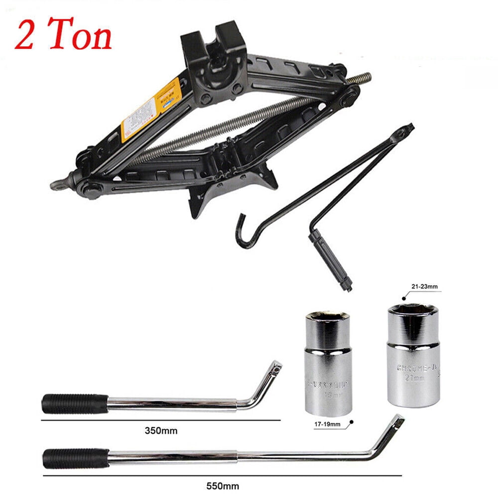 Heavy Duty Steel Scissor Jack 2 Ton + Wrench 4 Way Lug Nut Car Auto