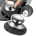 thumbnail image 1 of Heavy Duty Steel Scrubber With Handle Metal Cleaning Brush For Pots Pans Grills Sink, 2PC, 1 of 8