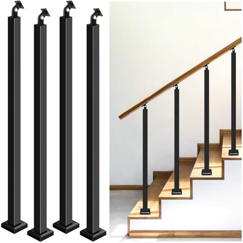 Heavy Duty Steel Stair Baluster Posts 4 Pack, 270 Adjustable Metal Railing Stair Post, 35'' Height Railing Spindles for Deck, Balcony, Stair$$Tools & Hardware Other