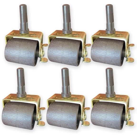Heavy Duty Steel Stem Bed Frame Wheels Casters Rollers with Socket Sleeve Inserts, Set of 6 Locking