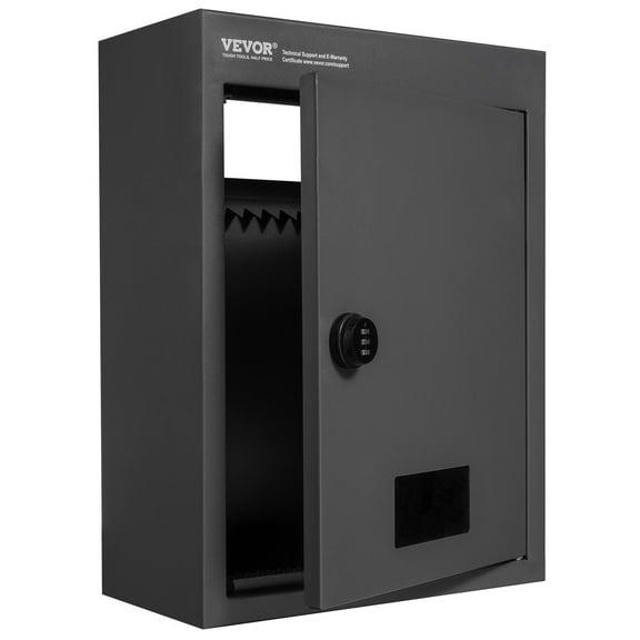 Heavy Duty Steel Through The Wall Mailbox Drop Box 13 Combination Lock 2.8-7.9 Inch Opening 12.5x6.3x16.9 Inches Black