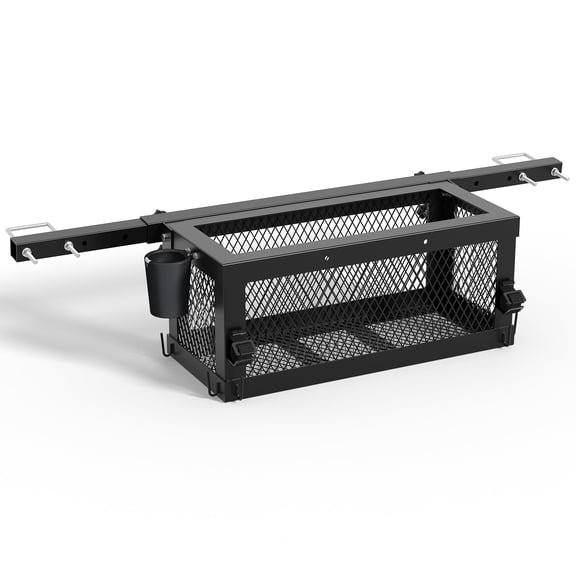 Heavy Duty Steel Tractor Tool Box Tray – Global 23.5" x 10" x 10" ROPS Storage Basket, Large Capacity Organizer, Weather Resistant, Compatible with Green Tractor, Zero Turn Mowers, Without Tool Box
