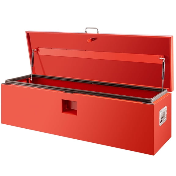 Heavy Duty Steel Truck Bed Tool Box, Locking Waterproof Pickup Truck Storage Chest with Side Handles and Gas Struts, Weather-Resistant Toolbox for Truck Bed, Trailer, RV