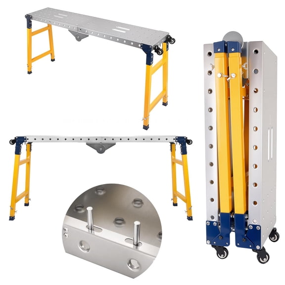 Heavy Duty Steel Welding Table Multifunctional Workbench 5514 Inch Mobile Workstation 1100 LBS Load Capacity with Casters Adjustable Height for Welding & Repair in Construction & Workshop