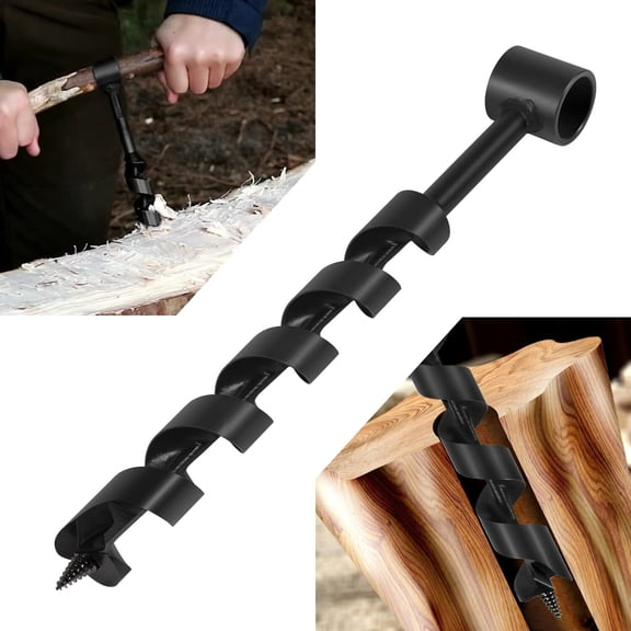 Heavy Duty Steel Wood Auger Drill Bit 1 x 12 Inch for Furniture Making and Bushcraft, Hand Tool, Scotch Eye, 11 Inch Depth, 1-Pack