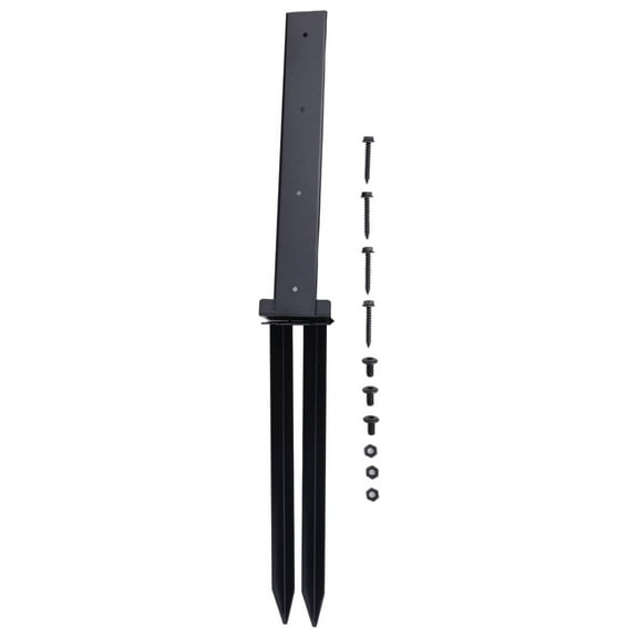 Heavy Duty Steel Wooden Fence Post Anchor Stakes Ground Spike Repair Kit 31.3 Inch Support Pole Black 1pc