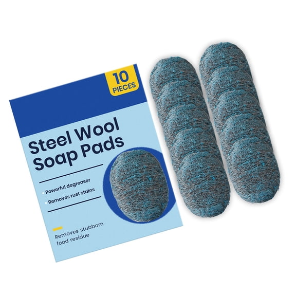 Heavy Duty Steel Wool Soap Sheets 10Pcs Set Perfect For Removing Tough Grease And Rust From Surfaces