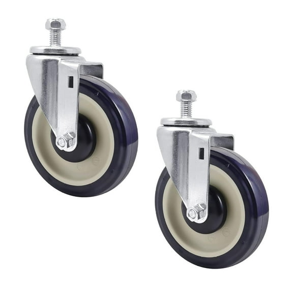 Heavy Duty Stem Caster Wheels - 5'' Wheels for Cart Swivel Cart Wheels Smooth Running Shopping Cart Replacement Wheels with 4pcs Nut for Furniture,Storehouse,Workbench [3/8'' Bore,2 Packs]