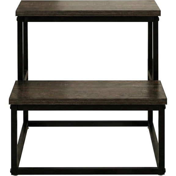 Heavy-Duty Step Stool Metal Frame Wood Multi-Purpose Home Stool for Kitchen Bathroom Living Room Bedroom