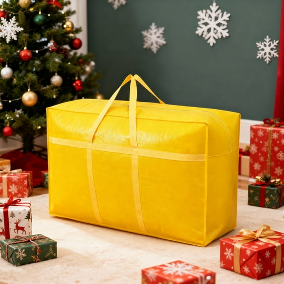 Heavy Duty Storage Bag with Reinforced Carrying Handles, Oversized Clothing Moving Packing Bag, Double Zipper Christmas Supplies Organizer, Home Closet Attic Organizational Solution, AESTIVO