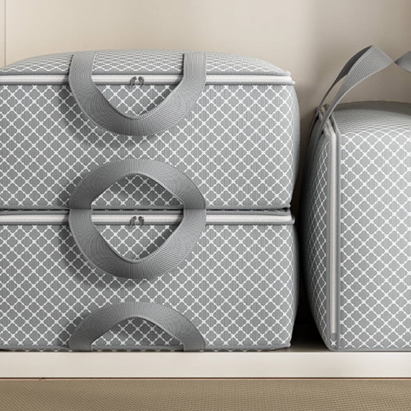 Heavy Duty Storage Bag with Reinforced Handles | Oversized Clothes & Quilt Organizer | Thickened Double Zipper | Collapsible Moving & Travel Bag | 70x50x25cm | 1-Pack