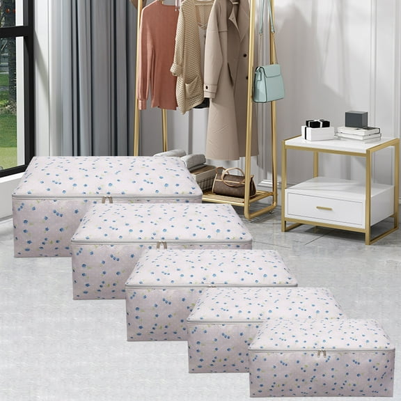 Heavy-Duty Storage Bags with Clear Window - 3-Pack Large 70x50x30cm Organizers for Blankets, Clothes, Comforters & Seasonal Items, Breathable & Washable