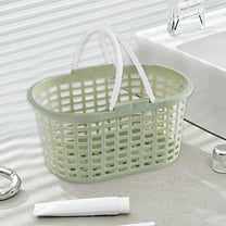 Heavy Duty Storage Basket with Reinforced Handles 24.5x16.5x12.5cm Thickened Plastic Drainage Holes Portable Bathroom Kitchen Organizer Tote Laundry Dorm Shower Fruit Vegetable