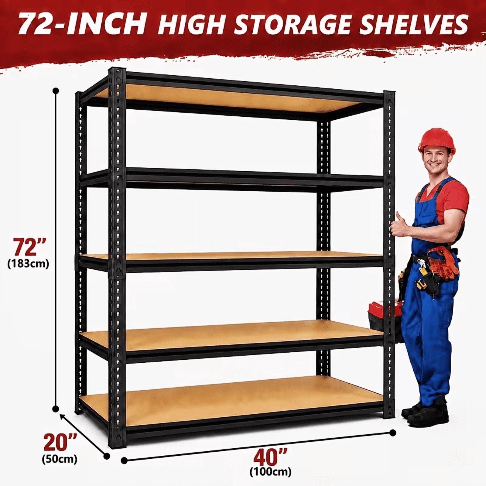 Heavy Duty Storage Shelves - 5-Tier Metal Shelf, 3000 LB Capacity (600 ...