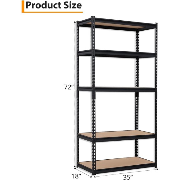 Heavy Duty Storage Shelves 5-Tier Shelving Unit, 2500 LBS Capacity Metal Rack for Garage Kitchen Pantry