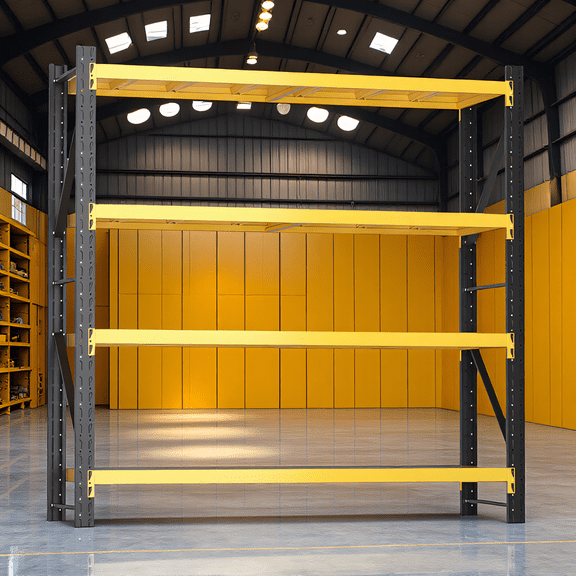 Heavy Duty Storage Shelving Unit, 4-Tier Metal Rack, Multiple Colors Available - Black, Yellow and Black, Blue, White