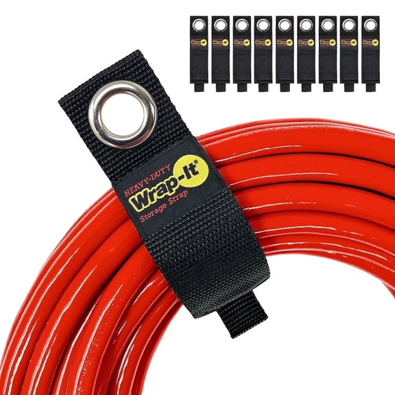 Heavy-Duty Wrap-It Storage Straps - Hook and Loop Extension Cord Organizer, Cord Wrap, Cable Straps for Garage Organization - 10 in (9 Pack)